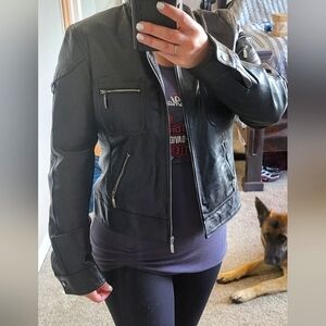 Leather moto Jacket fits like a sz 8